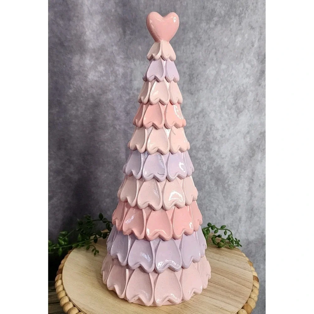 Valentines Day Pink Purple Hearts Decorative Tree‎ Resin 12